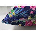 Çift Taraflı Siyah Zeminde Tropikal Desenli Özel Tasarım Dijital Baskılı Modern Süet Yastık Kırlent Kılıfı Realhomes