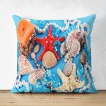 - Suet-K3432-Gorsel - Realhomes Çift Taraflı Mavi Zeminli Deniz Yıldızları Özel Tasarım Modern Süet Yastık Kırlent Kılıfı Realhomes