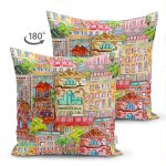 - Suet-K3433-Gorsel-1 - Realhomes Çift Taraflı Rengarenk Evler Özel Tasarımlı Modern Kumaş Süet Yastık Kırlent Kılıfı Realhomes