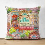 - Suet-K3433-Gorsel - Realhomes Çift Taraflı Rengarenk Evler Özel Tasarımlı Modern Kumaş Süet Yastık Kırlent Kılıfı Realhomes