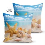 - Suet-K3436-Gorsel-1 - Realhomes Çift Taraflı Deniz Yıldızı Midyeler Özel Tasarımlı Modern Süet Yastık Kırlent Kılıfı Realhomes