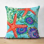 - Suet-K3442-Gorsel - Realhomes Çift Taraflı Deniz Canlıları Özel Tasarım Dijital Baskılı Modern Kumaş Süet Yastık Kırlent Kılıfı Realhomes