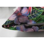 - Suet-K3444-Gorsel-2 - Realhomes Çift Taraflı Siyah Zeminde Suluboya Tropik Bitkiler Tasarımlı Modern Süet Yastık Kırlent Kılıfı Realhomes