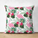 - Suet-K3453-Gorsel - Realhomes Realhomes Çift Taraflı Flamingo Devetabanı Çizimli Özel Tasarım Dijital Baskılı Modern Süet Yastık Kırlent Kılıfı Realhomes