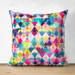 - Suet-K3460-Gorsel - Realhomes Çift Taraflı Modern Renkli Üçgen Tasarımlı Dijital Baskılı Modern Süet Yastık Kırlent Kılıfı Realhomes