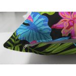 - Suet-K3468-Gorsel-2 - Realhomes Çift Taraflı Siyah Zeminde Watercolor Tropikal Desenli Dijital Baskılı Süet Yastık Kırlent Kılıfı Realhomes