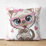 - Suet-K3477-Gorsel - Realhomes Çift Taraflı Kedicik Özel Tasarımlı Dijital Baskılı Modern Süet Yastık Kırlent Kılıfı Realhomes