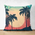 - Suet-K3480-Gorsel - Realhomes Çift Taraflı Watercolor Gün Batımı Dijital Baskılı Modern Süet Yastık Kırlent Kılıfı Realhomes
