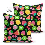 - Suet-K3484-Gorsel-1 - Realhomes Çift Taraflı Siyah Zeminli Meyveler Tasarımlı Dijital Baskılı Modern Süet Yastık Kırlent Kılıfı Realhomes