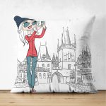 - Suet-K3492-Gorsel - Realhomes Çift Taraflı Fashion Çizim Desenli Dijital Baskılı Modern Süet Yastık Kırlent Kılıfı Realhomes