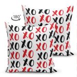 - Suet-K3494-Gorsel-1 - Realhomes Çift Taraflı XO Harf Tasarımlı Dijital Baskılı Modern Süet Yastık Kırlent Kılıfı Realhomes