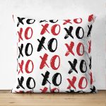 - Suet-K3494-Gorsel - Realhomes Çift Taraflı XO Harf Tasarımlı Dijital Baskılı Modern Süet Yastık Kırlent Kılıfı Realhomes