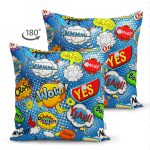 - Suet-K3498-Gorsel-1 - Realhomes Çift Taraflı Mavi Zeminde Pop Art Özel Tasarımlı Dijital Baskılı Modern Süet Yastık Kırlent Kılıfı Realhomes