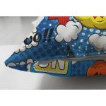 - Suet-K3498-Gorsel-2 - Realhomes Çift Taraflı Mavi Zeminde Pop Art Özel Tasarımlı Dijital Baskılı Modern Süet Yastık Kırlent Kılıfı Realhomes