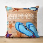 - Suet-K3501-Gorsel - Realhomes Çift Taraflı Summer Plaj Tasarımlı Dijital Baskılı Dekoratif Süet Yastık Kırlent Kılıfı Realhomes