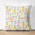 - Suet-K3509-Gorsel - Realhomes Çift Taraflı Pastel Renkte Ananaslar Özel Tasarım Modern Süet Yastık Kırlent Kılıfı Realhomes