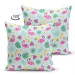 - Suet-K3517-Gorsel-1 - Realhomes Çift Taraflı Summer Flamingo Motifli Özel Tasarım Dijital Baskılı Süet Yastık Kırlent Kılıfı Realhomes