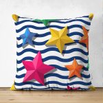 - Suet-K3518-Gorsel - Realhomes Çift Taraflı Zikzak 3D Yıldız Desenli Dijital Baskılı Modern Süet Yastık Kırlent Kılıfı Realhomes