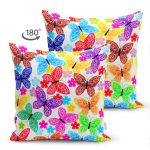 - Suet-K3528-Gorsel-1 - Realhomes Çift Taraflı Renkli Kelebekler Özel tasarım Dijital Baskılı Modern Süet Yastık Kırlent Kılıfı Realhomes