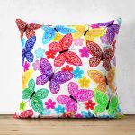 - Suet-K3528-Gorsel - Realhomes Çift Taraflı Renkli Kelebekler Özel tasarım Dijital Baskılı Modern Süet Yastık Kırlent Kılıfı Realhomes
