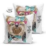 - Suet-K3529-Gorsel-1 - Realhomes Çift Taraflı Özel Tasarım Köpekçik Tasarımlı Dijital Baskılı Modern Süet Yastık Kırlent Kılıfı Realhomes