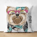 - Suet-K3529-Gorsel - Realhomes Çift Taraflı Özel Tasarım Köpekçik Tasarımlı Dijital Baskılı Modern Süet Yastık Kırlent Kılıfı Realhomes