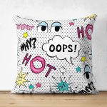 Realhomes Çift Taraflı Puanlı Pop Art Tasarımlı Dijital Baskılı Modern Süet Yastık Kırlent Kılıfı Realhomes