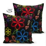 - Suet-K3540-Gorsel-1 - Realhomes Çift Taraflı Siyah Zeminde Çiçek Motifli Dijital Baskılı Modern Süet Yastık Kırlent Kılıfı Realhomes