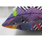 - Suet-K3543-Gorsel-2 - Realhomes Çift Taraflı Geometrik Zeminde Tropikal Yapraklar Dijital Baskılı Modern Süet Yastık Kırlent Kılıfı Realhomes