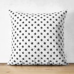 - Suet-K3554-Gorsel - Realhomes Çift Taraflı Beyaz Zemin Siyah Kalp Desenli Özel Tasarımlı Dijital Baskılı Modern Süet Yastık Kırlent Kılıfı Realhomes