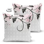 - Suet-K3603-Gorsel-1 - Realhomes Çift Taraflı Beyaz Zeminde Çiçek Motifli Özel Tasarım Dijital Baskılı Modern Süet Yastık Kırlent Kılıfı Realhomes