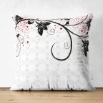 - Suet-K3603-Gorsel - Realhomes Çift Taraflı Beyaz Zeminde Çiçek Motifli Özel Tasarım Dijital Baskılı Modern Süet Yastık Kırlent Kılıfı Realhomes