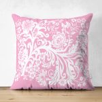 - Suet-K3607-Gorsel - Realhomes Çift Taraflı Pembe Zeminli Özel Tasarım Dijital Baskılı Modern Süet Yastık Kırlent Kılıfı Realhomes