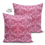 - Suet-K3615-Gorsel-1 - Realhomes Çift Taraflı Fuşya Zeminli Damask Motifler Modern Süet Yastık Kırlent Kılıfı Realhomes