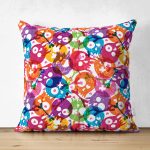 - Suet-K3622-Gorsel - Realhomes Çift Taraflı Rengarenk İskelet Figürlü Özel tasarım Dijital Baskılı Modern Süet Yastık Kırlent Kılıfı Realhomes