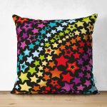 Çift Taraflı Renkli Yıldızlar Özel tasarım Dijital Baskılı Süet Yastık Kırlent Kılıfı Realhomes