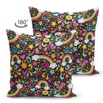 - Suet-K3624-Gorsel-1 - Realhomes Çift Taraflı Siyah Zeminli Gökkuşağı Desenli Dijital Baskılı Özel Tasarım Modern Süet Yastık Kırlent Kılıfı Realhomes