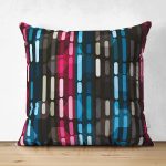 Çift Taraflı Geometrik Motifler Özel tasarım Dijital Baskılı Süet Yastık Kırlent Kılıfı Realhomes