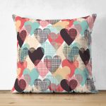 - Suet-K3631-Gorsel - Realhomes Çift Taraflı Renkli Kalpler Dijital Baskılı Süet Yastık Kırlent Kılıfı Realhomes