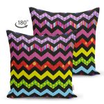 - Suet-K3632-Gorsel-1 - Realhomes Çift Taraflı Siyah Zeminli Renkli Zikzak Motifli Dijital Baskılı Süet Yastık Kırlent Kılıfı Realhomes