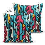 - Suet-K3638-Gorsel-1 - Realhomes Çift Taraflı Geometrik Motifler Özel tasarım Dijital Baskılı Süet Yastık Kırlent Kılıfı Realhomes