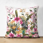 - Suet-K3639-Gorsel - Realhomes Çift Taraflı Bahar Çiçekleri Dijital Baskılı Modern Süet Yastık Kırlent Kılıfı Realhomes