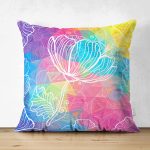 - Suet-K3640-Gorsel - Realhomes Çift Taraflı Renkli Butterfly Özel Tasarım Dijital Baskılı Modern Süet Yastık Kırlent Kılıfı Realhomes