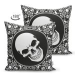 - Suet-K3642-Gorsel-1 - Realhomes Çift Taraflı Kuru Kafa Motifli Dijital Baskılı Modern Süet Yastık Kırlent Kılıfı Realhomes
