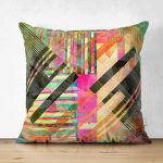 - Suet-K3643-Gorsel - Realhomes Çift Taraflı Soyut Geometrik Özel Tasarım Dijital Baskılı Modern Süet Yastık Kırlent Kılıfı Realhomes