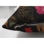 Çift Taraflı Kuru Kafa ve Çiçekler Dijital Baskılı Modern Süet Yastık Kırlent Kılıfı Realhomes