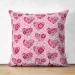 - Suet-K3648-Gorsel - Realhomes Çift Taraflı Kalp İçinde Çiçek Desenli Dijital Baskılı Özel Tasarım Modern Süet Yastık Kırlent Kılıfı Realhomes