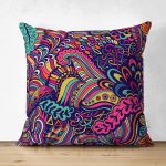 - Suet-K3649-Gorsel - Realhomes Çift Taraflı Rengarenk Etnik Desenli Tasarım Dijital Baskılı Modern Süet Yastık Kırlent Kılıfı Realhomes