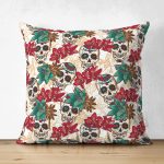 - Suet-K3650-Gorsel - Realhomes Çift Taraflı Kuru Kafa Motifli Dijital Baskılı Modern Süet Yastık Kırlent Kılıfı Realhomes