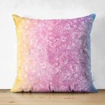 - Suet-K3654-Gorsel - Realhomes Çift Taraflı Renkli Zeminde Beyaz Çiçek Zeminli Özel Tasarım Dijital Baskılı Modern Süet Yastık Kırlent Kılıfı Realhomes